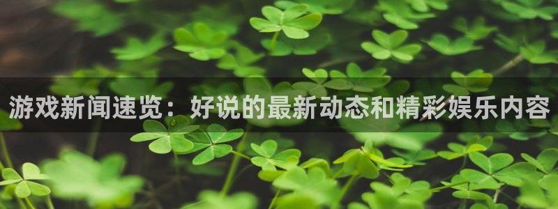 鼎点娱乐登录网址：游戏新闻速览：好说的最新动态和精彩娱乐内容